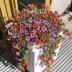 Artificial Hanging Flowers for Outdoors, 2 Pcs Fake Hanging Plant Spring Summer Decor, UV Resistant No Fade Realistic Faux Flower for Front Door Porch Planter Patio Garden Yard(Red Purple)