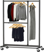 Simple Houseware Dual Bar Adjustable Garment Rack, Black, 72-inch Height