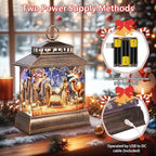 Christmas Snow Globe Lantern Water Glittering Lantern with 8 Songs & 6H Timer Romote Control Christmas Snow Globes USB & Battery Operated for Christmas Festival Decorations Gifts (Nativity)