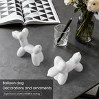 Notakia Cute Ceramics White Balloon Dog Statue Crafts Living Room Desktop Decorations,Handmade Modern Small Ceramic Animal Statue Ornament Home Decor Accents (White, Small)