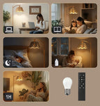 Oneach Boho Floor Lamp for Living Room with Remote & Dimmable Bulb, Farmhouse Floor Lamps with 3 Color Temperatures, Rattan Floor Lamp for Bedroom, Walnut