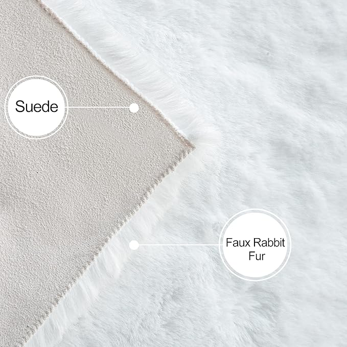 White Faux Fur Rug 5x7 Rugs for Living Room Shag Washable Area Rug Fuzzy Rugs for Bedroom Girl Room Decor Rectangle Rug