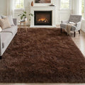 Fluffy 4x6 Area Rugs for Living Room Bedroom: Ultra Soft Shag Rug Non-Slip Non-Shedding Small Plush Bedside Rug Indoor Floor Carpets for Kids Room Playroom Entryway Nursery Dorms Home Decor Brown