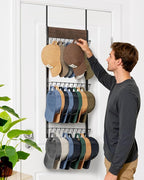 FANGSUN 3-Tier Over the Door Hat Rack with 30 Movable Hooks – Wall Mounted Hat Organizer for Baseball Cap Storage, Cap Holder Gifts for Men Dad, Christmas Presents
