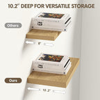 Vivelove 10" Deep Floating Shelves Over Toilet, 10.2" Wall Shelves for Bathroom Bedroom Kitchen Living Room Laundry Room, Modern Rustic Shelves for Home Decor, 10.2"x10.2"x1.5", Set of 2, Oak