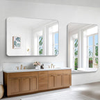 BONEWEI Silver Bathroom Mirror,60x40 inch Wall Mirror for Bathroom Wall Mounted,Rectangle Mirror for Bathroom Over Sink,Modern Frame Round Corner for Living Room,Bedroom Entryway,Horizontal/Vertical
