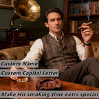 Personalized Name Walnut Cigar Ash Tray for Men Custom Wooden Cigar Ashtray for Outdoors Engraved Monogramed Ashtray Gifts for Father's Day Husband Fathers Groomsmen Papa Grandpa from Daughter Wife