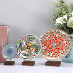 Hipiwe 2Pcs Wooden Base Display Stand Adjustable Metal Arms Display Stand Easel Decorative Plates Display Easel Holder for Crystal Fossil Slice Coral Geodes Rock Mineral Agate,Medium