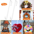 12 in Wreath-Hangers for Front Door,Door-Wreath-Hanger-Clear Over The Door Hooks,2 Pack Non-Scratch-Door-Hanger Hook for Easter Christmas Halloween Fall Wreath Decorations,Welcome Sign for Front Door