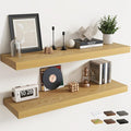 48 Inch Long Floating Shelves for Wall Set of 2, 12"D Wood Grain Bathroom Shelves with Invisible Brackets, Easy Install Engineered Wood Storage Shelves for Kitchen, Living Room, Bedroom, Oak Finish