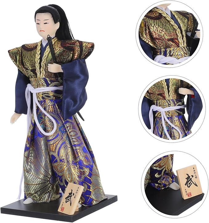 Japanese Samurai Doll 11.81 Inch Traditional Warrior Figurine Asian Collectible Desktop Ornament Japanese Culture Samurai Warrior Shelf Decor