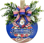 USA 250th Anniversary Patriotic Wreaths for Front Door, 4th of July & Memorial Day Outdoor Patriotic Decorations,12" Wooden Round Sign Decor for Porch, Wall, Window (Color-Proud)