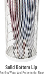 Mind Reader Umbrella Stand, Walking Cane Rack, Wraping Paper Holder, Entryway, Metal Mesh, 5.5" L x 5.5" W x 15.75" H, White