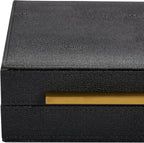 Kingflux Black Shagreen Leather Decorative Box, Storage Box Jewelry Organizer, Woment&Men's Accessory Organizer With Matt Golden Stainless Steel Handle (Black)