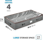 Under Bed Storage Bins - Pack Of 8 Under The Bed Storage Containers For Clothes, Blankets, Winter Clothing, & Shoes - Underbed Storage Containers With Handles, Dual Zippers, & Clear Top