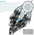 Large Dream Catchers, Boho Handmade Woven Black Dream Catchers Wall Hanging for Bedroom Living Room Dorm Room Decor, Adults Wedding Party Decor, Festival Blessing Gift (Turquoise & Black)