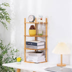 4-Tier Expandable Bamboo Corner Shelf - Dish/Plate Organizer for Cabinet, Kitchen Counter Shelf & Small Kitchen Shelf, Adjustable (Natural, 1-Pc 4-Tier)