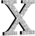 Qunclay 8'' Silver Crystal Diamond Bling Letters Crushed Diamond Decoration Wooden Glitter Letter with Screw and Hooks Rhinestone Gift for Wedding Y2k Mcbling Bedroom Wall Decor (Letter X)