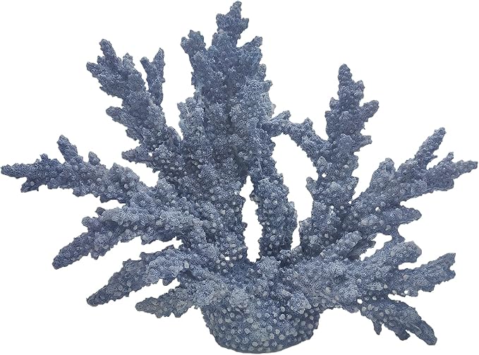 Etlemonde Beach Coastal Blue Coral Reef Decor Resin Statue - Faux Sea Coral Reef for Bathroom Shelf, Coffee Table, Nautical Beach House Home Decor Accent