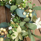 20Inch Artificial Eucalyptus Berry Wreath Green Leaf Eucalyptus Wreaths Spring Summer Wreath for Front Door Window Hanging Wall Party Decorations (20in)