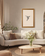 VIYYIEA Vintage Gold Framed Wall Art for Living Room, Birds Canvas Prints Home Decor, Sketch Painting Picture, Bedroom Wall Decor Gifts for Friends or Family -【Hummingbird】-(24L x 16W)