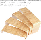 ELEGANTLIFE Acrylic Display Risers Set of 4, 4-Level Tiered Display Stands for Cupcakes, Small Figures & Jewelry, Compact Countertop Display Shelf, Multiple Colors Available (Light Wood Grain)