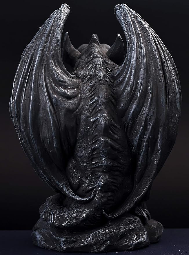 JORAE Winged Gargoyle Statue Indoor Outdoor Home Decor Sitting Guardian Sculpture Halloween Figurines, 9 in, Polyresin