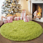 3'x3' Grass Green Round Rug for Bedroom, Ultra Soft Fluffy Circle Rug for Kids Girls Boys Room, Cute Small Shag Rugs for Living Room Playroom Tent Castle Home Decor Rug