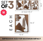 qmmp Modern Wooden Wall Sculptures - Set of 3 - Home Decor Accent - Large Wall Art for Living Room, Bedroom, Office - Easy Installation (Walnut, Medium - Abstract Shapes)