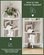 CHOEZON 3-Tier Corner Shelf, Industrial Corner Bookshelf, 35.4" Storage Stand, Plant Stand Display Shelf, Bookcase for Bedroom, Living Room, Home Office, White TCJ03WB