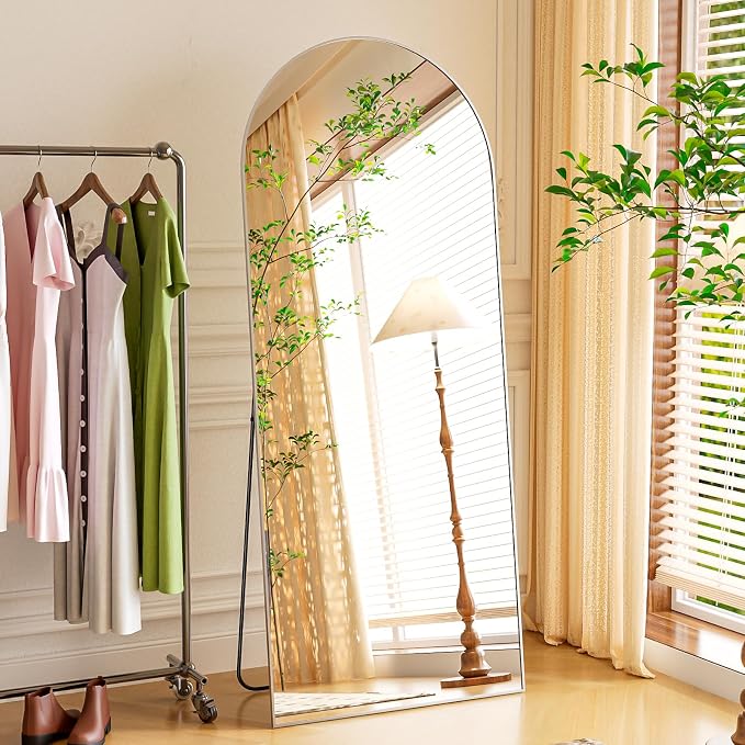 Full Length Mirror, 71"x25" Arch Mirror Floor Mirror with Stand Wall Mirror Silver Arched Full Body Mirror Standing Hanging or Leaning Against Wall Bedroom Mirrors for Entry, Living Room