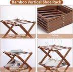 Shoe Rack Foldable, Portable Shoes Organizer Standing Shelf, Multifunctional Vertical Narrow Shoe Rack for Entryway, Closet, Bedroom and Hallway(Dark Brown, 5 Layers)