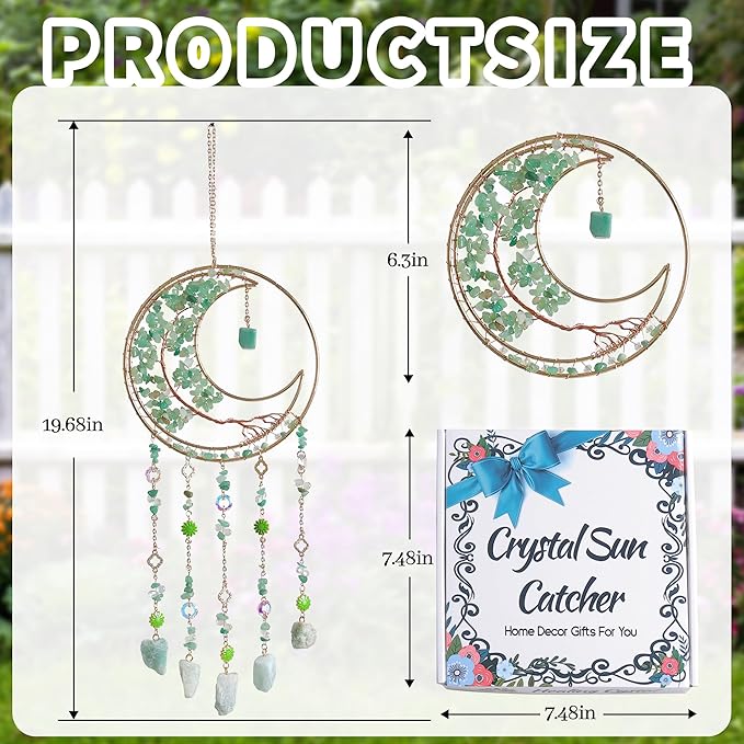 Tree of Life Dream Catcher Green Fluorite Dream Catcher Crystals for Windows Wall Decor with Healing Crystal Stone & Fluorite Crystal Dream Catchers for Adults for Bedroom Home Decor