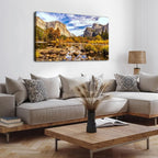 Yosemite National Park Wall Art Nature Landscape Valley Mountain Large Canvas Prints Pictures Autumn Forest Poster Trees Painting River Artwork for Living Room Office Kitchen Home Decoration 24x48”