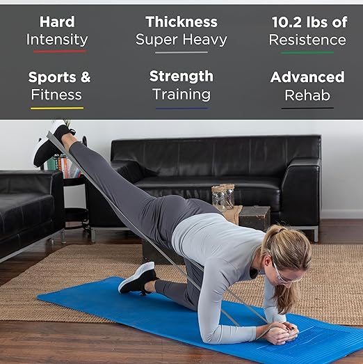 THERABAND Professional Latex Resistance Bands, Individual 6 Ft Elastic Band for Upper & Lower Body Exercise, Physical Therapy, Pilates, At-Home Workouts, 6 Foot, Silver, Super Heavy, Level 7