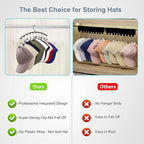 Hat Hangers for Closet, Metal Hats Organizer Racks for Base Ball Caps 2 Pack Door Hats Racks for Baseball Cap with 10 Large Clips, Baseball Hat Holder for Closet Storage, Fits All Cap-Black