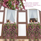 2 Pcs Artificial Lavender Teardrop Rattan, Spring Summer Front Door Hanging Floral Swags for Wall Basket Filler, Garden Home Easter Decoration-28.7in(Rose Red)