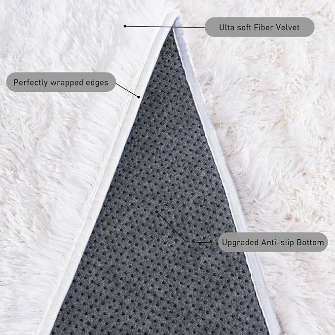 Rugs for Living Room 10x14, Soft Shaggy Modern Shag Area Rug for Bedroom, Upgrade Non-Slip Plush Fluffy Carpet for Kids Boys Girls Room Home Decor Aesthetic, Cream White