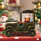Christmas Snow Globe Lantern Truck Water Glittering Globe with Santa 8 Music Songs Christmas Snow Globes USB & Battery Operated for Christmas Festival Decorations Gifts (Truck-Santa)