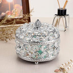 Hipiwe Crystal Mirrored Jewelry Box - Jewelry Trinket Organizer Treasure Box Home Decor Ring Earrings Necklace Storage Holder Chest Keepsake Box,Birthday Christmas Gift for Women, Large