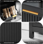 4 Flip Drawers Shoe Cabinet Storage for Entryway, Narrow Hidden Shoes Organizer Wood Cabinet Front Door Free Standing Entrance Thin Front Door Shoe Rack Storage for Entryway(Black)