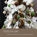 Sea Team 16-Pack Flocked Velvet Christmas Tree Ball Ornaments Set, Decorative Hanging Baubles, Shatterproof Plastic Decorations for Xmas Tree, Wreath, Garland, 80mm/3.15 Inches, Prairie Fall