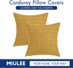 MIULEE Pack of 2 Corduroy Decorative Throw Pillow Covers 18x18 Inch Soft Boho Striped Pillow Covers Modern Farmhouse Home Decor for Summer Sofa Living Room Couch Bed Yellow