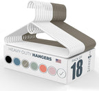 Neaties Heavy Duty Clothes Hangers 18 Pack – Made in the USA – 8lb Capacity Plastic Hangers for Adult Clothing – Durable for Pants, Coats, Jackets, or Jeans – White & Gray