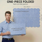 Scalloped Felt Board 36x24 Inches - Self-Adhesive Foldable, with 30 Pushpins, Cork Board Alternative - Decorative Pin Board for Wall, Home, Office & School (Light Blue, 36"x 24")