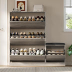 Shoe Cabinet with Bench and 3 Flip Drawers, Slim Narrow Shoe Storage Cabinet, Freestanding Shoe Rack Organizer with Adjustable & Removable Shelves, Anti-Tip for Entryway, Hallway, Foyer