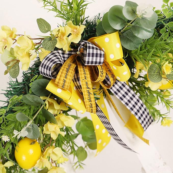 Wedding Arch Flowers Artificial Floral Swag for Door Lintel Spring Lemon Fruit Garland Rustic Decorative Swag for Wedding Arch Front Door Wall Home Decor(#1)