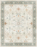 Lessymo 8x10 Washable Rug for Living Room, Cream Green Area Rug for Bedroom Dining Home Office Nursery Room, Soft Non-Slip Vintage Floral Oushak Carpet, Boho Tribal Farmhouse Decor