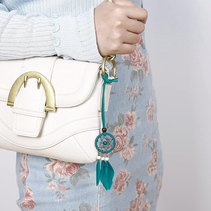 Mini Dream Catcher 7pcs Set - Car Interior Rearview Mirror Dangle Bag Pendant Charm 1.2" Diameter and 9" Long