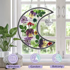 KY&BOSAM Moon Suncatcher Mom Gifts Stained Glass for Window Hangings Wind Chimes Decor with Pressed Real Flower and Metal I Love You Mom Heart Charm Birthday Gift for Women Mother`s Day Christmas